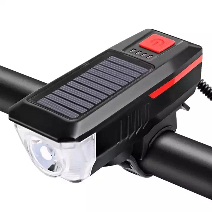 Waterproof Solar Horn Light Rechargeable LED Bike Front Light