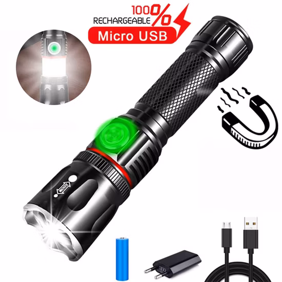 Helius Work Lamp Tail Magnet Zoomable COB Rechargeable LED Tactical Flashlights