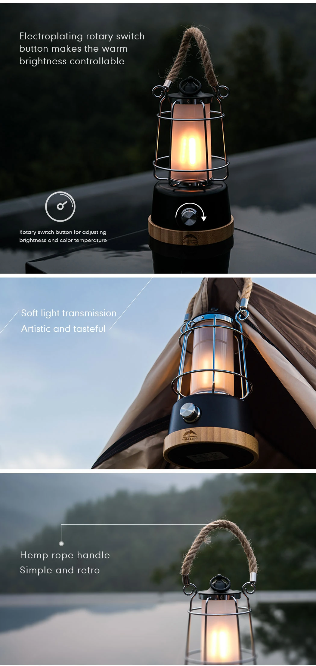 Hemp Rope LED Camping Outdoor Light Camping Lantern Portable Light