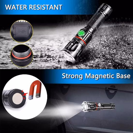 Helius Work Lamp Tail Magnet Zoomable COB Rechargeable LED Tactical Flashlights