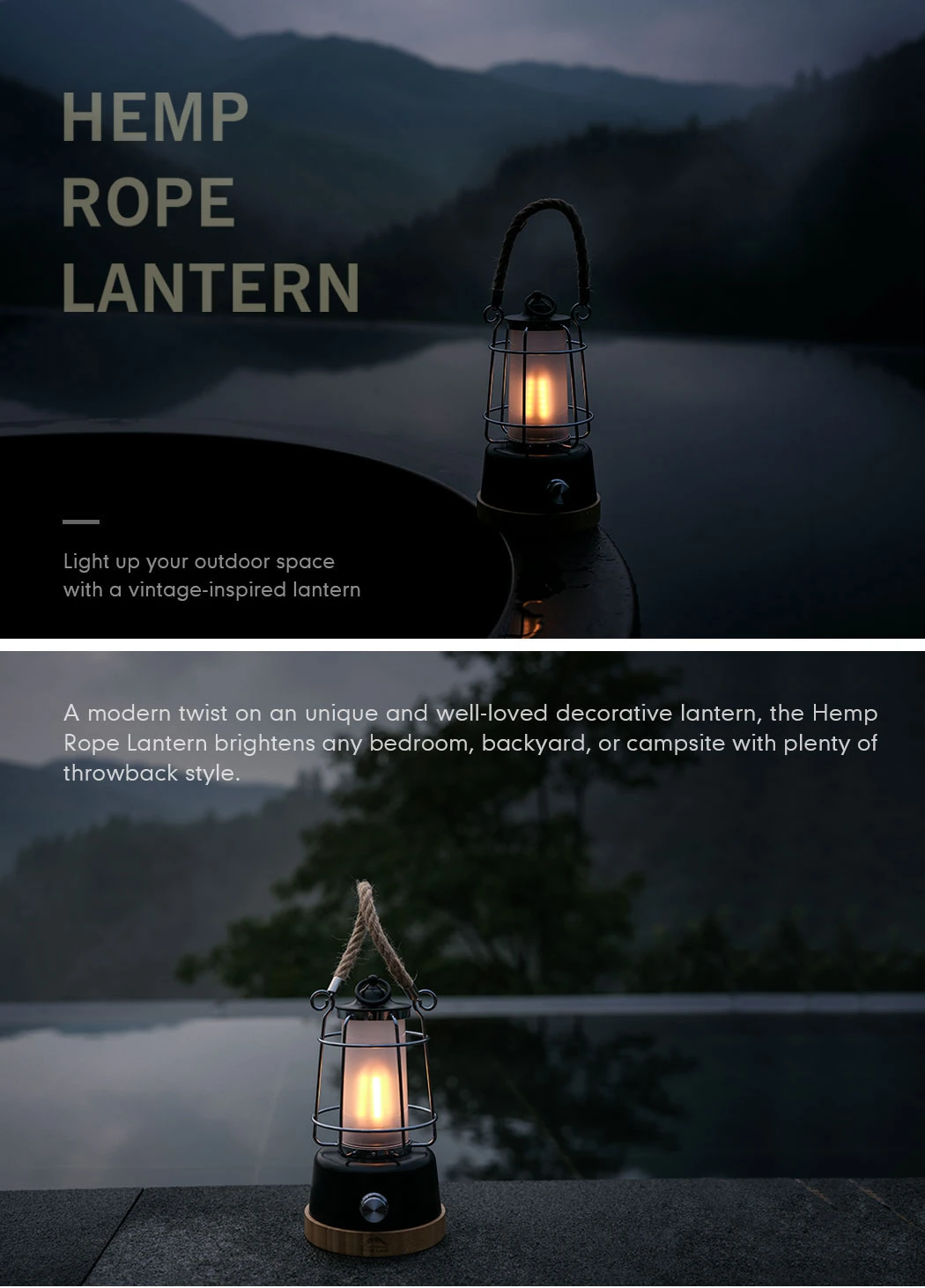 Hemp Rope LED Camping Outdoor Light Camping Lantern Portable Light