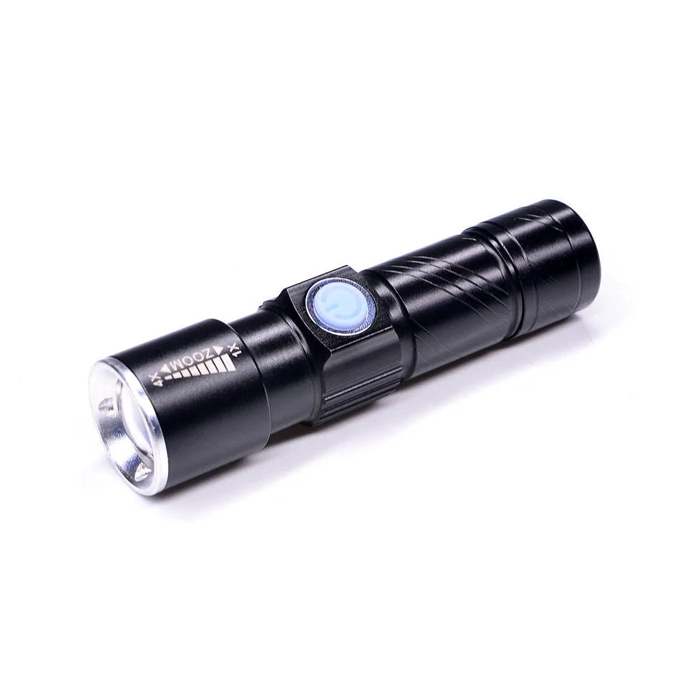 5W Super Bright Aluminum Tactical Torch USB Rechargeable LED Flashlight