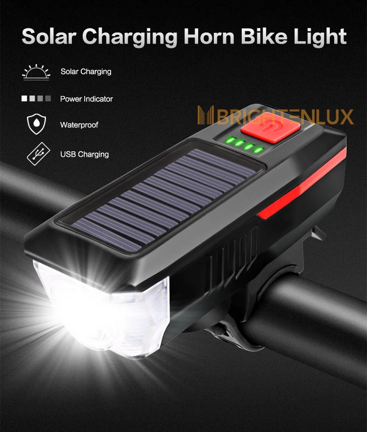 Brightenlux New Design 1000 Lumen USB Rechargeable Super Bright Solar Bicycle Light