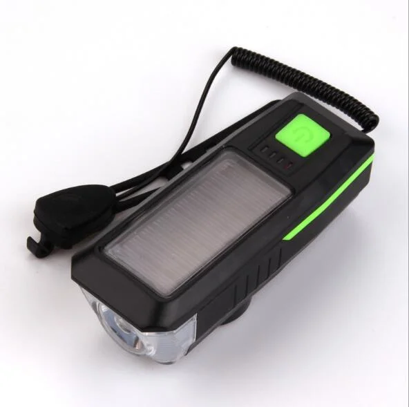 Solar Bicycle Waterproof Front Light with Horn