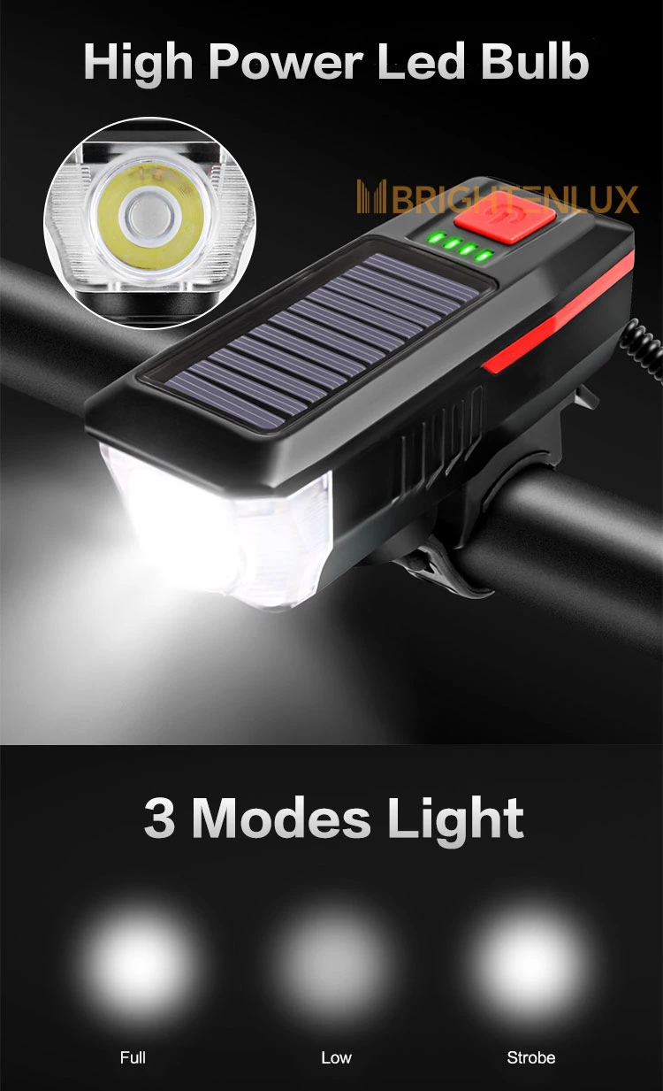 Brightenlux New Design 1000 Lumen USB Rechargeable Super Bright Solar Bicycle Light