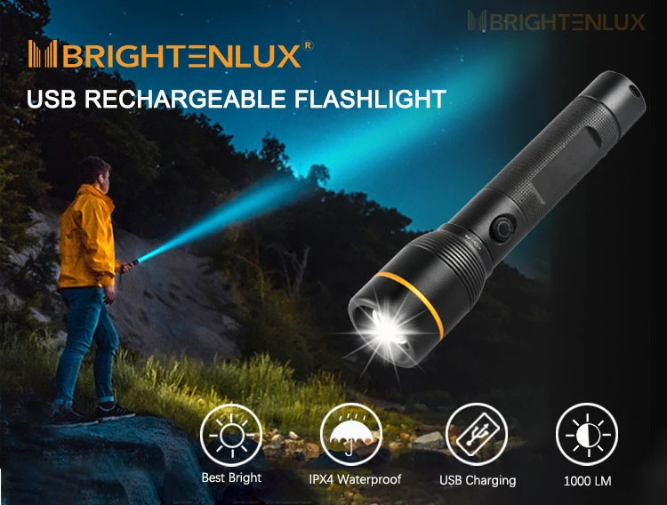 Brightenlux 18650 Battery Type-C USB Rechargeable Battery High Lumen Powerful LED Tactical Flashlights