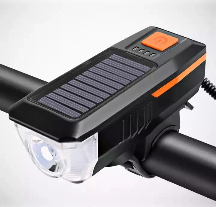 Waterproof Solar Horn Light Rechargeable LED Bike Front Light