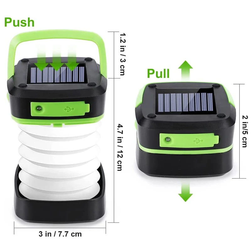 Solar Powered Waterproof Rechargeable LED Solar Camping Lights Portable Collapsible Light Flashlight for Outdoor Emergency