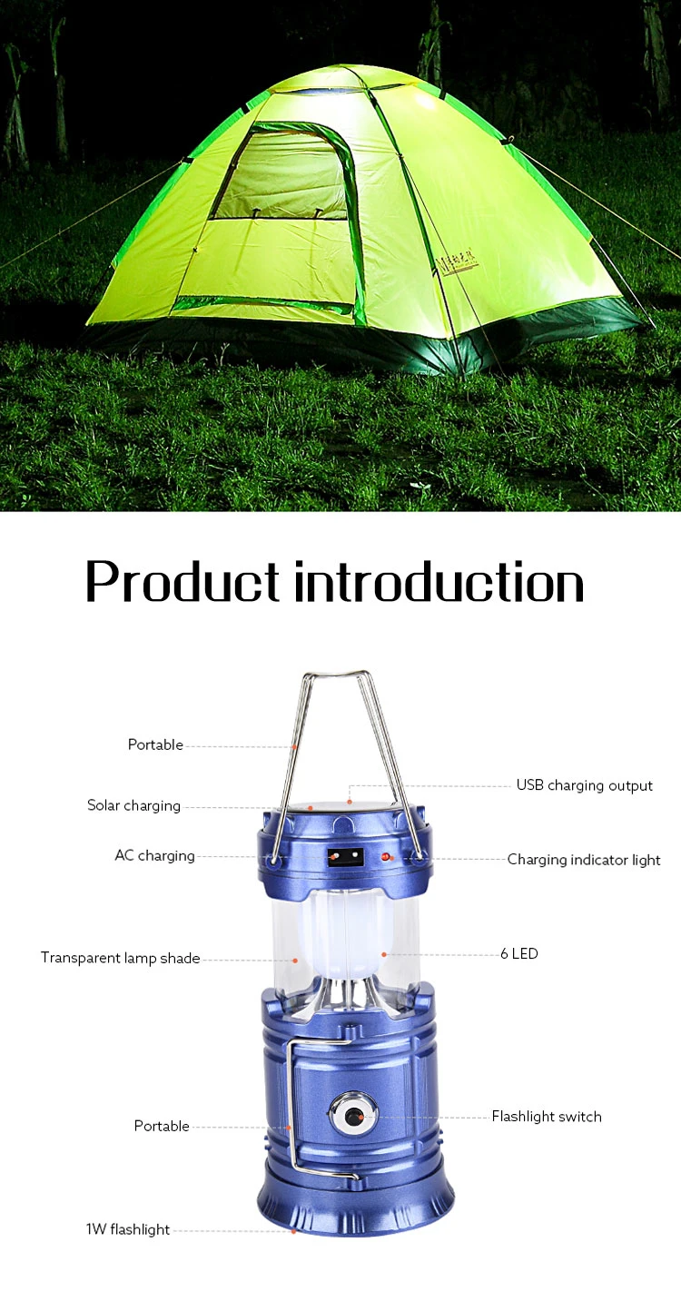 Brightenlux Plastic Multifunction Solar Camping Lantern Rechargeable, Portable Solar Rechargeable LED Camping Lantern Flashlights
