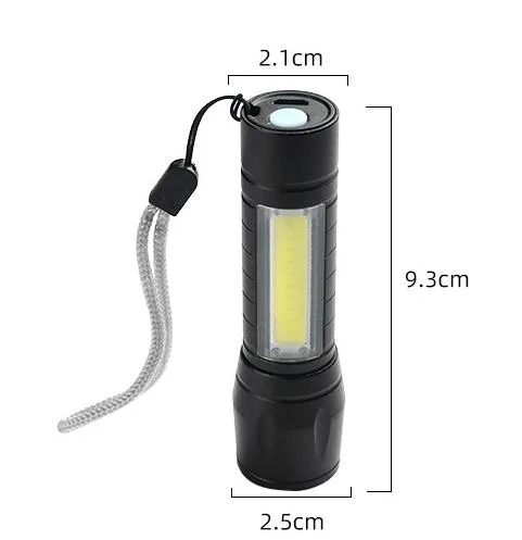 Mini Zoomable Flashlight COB+XPE Tactical Torch LED Flashlight USB Rechargeable Super Bright Flashlight Powerful Outdoor Camping
