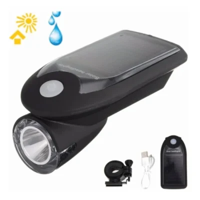 Solar Power Bike Front Light Rechargeable LED Bicycle Tail Light