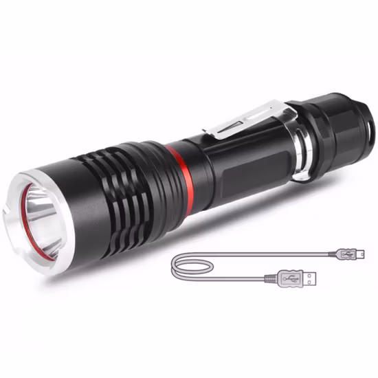 Aluminum Powerful Micro USB Rechargeble LED Flashlight
