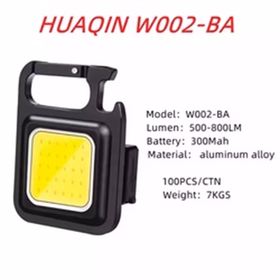 Mini Aluminum Magnetic COB Pocket Work Light Keychain Flashlight with Bottle Opener