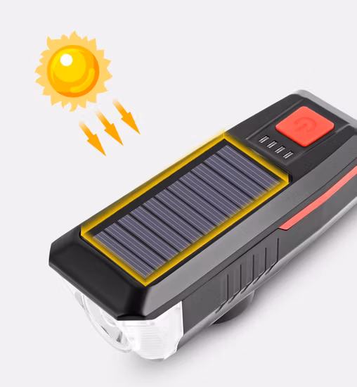 Ultra Bright 3 Lighting Modes USB Solar Rechargeable Bike Front Head Light